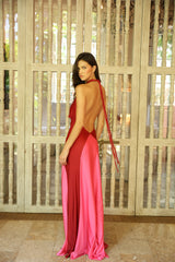 BURGUNDY VICTORIA DUO LONG DRESS