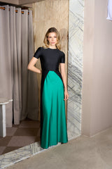 BLACK AND EMERALD VERONICA LONG DRESS