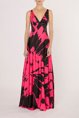 PLUME FUCSHIA LEIA LONG DRESS
