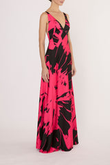 PLUME FUCSHIA LEIA LONG DRESS