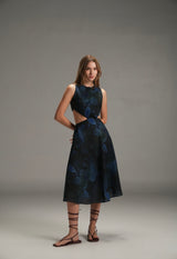 NIGHT MARIA LINEN MIDI DRESS
