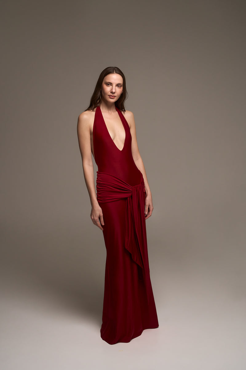 RED IMAN LONG DRESS