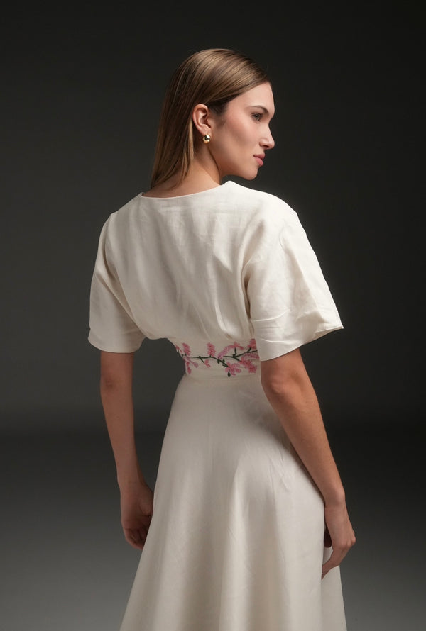 IVORY LUCY LINEN LONG DRESS