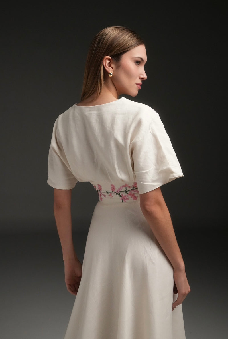 IVORY LUCY LINEN LONG DRESS