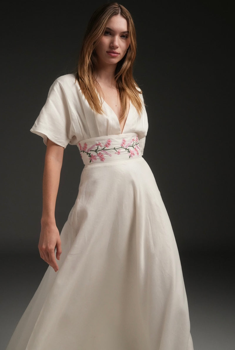 IVORY LUCY LINEN LONG DRESS