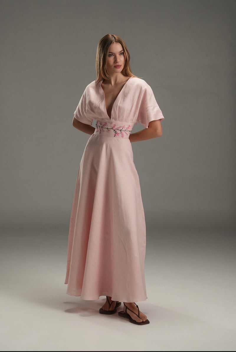 PINK LUCY LINEN LONG DRESS