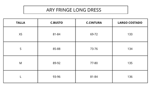Guía de tallas ORANGE ARI LONG DRESS
