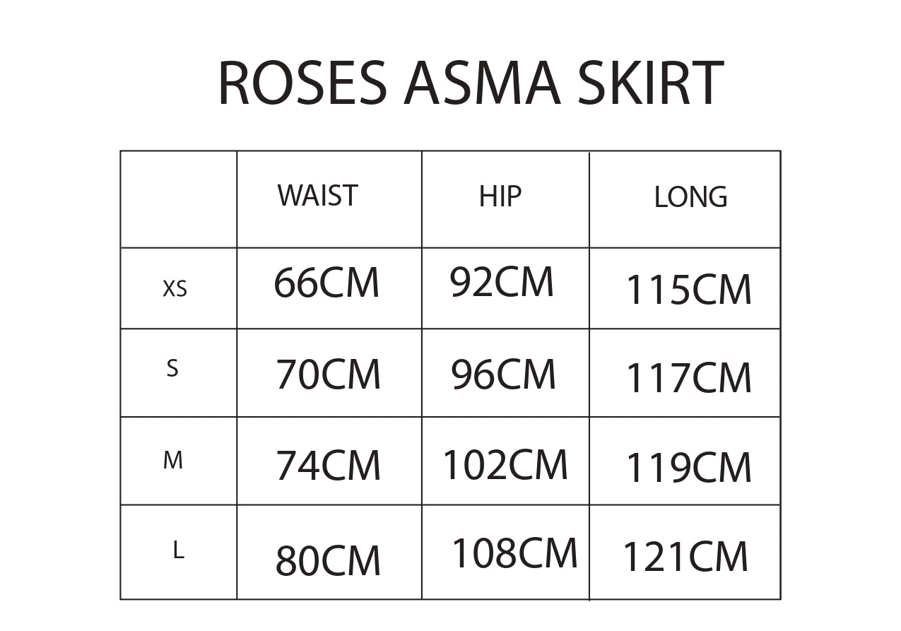 Guía de tallas KAL ASMA SKIRT