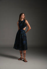 NIGHT MARIA LINEN MIDI DRESS
