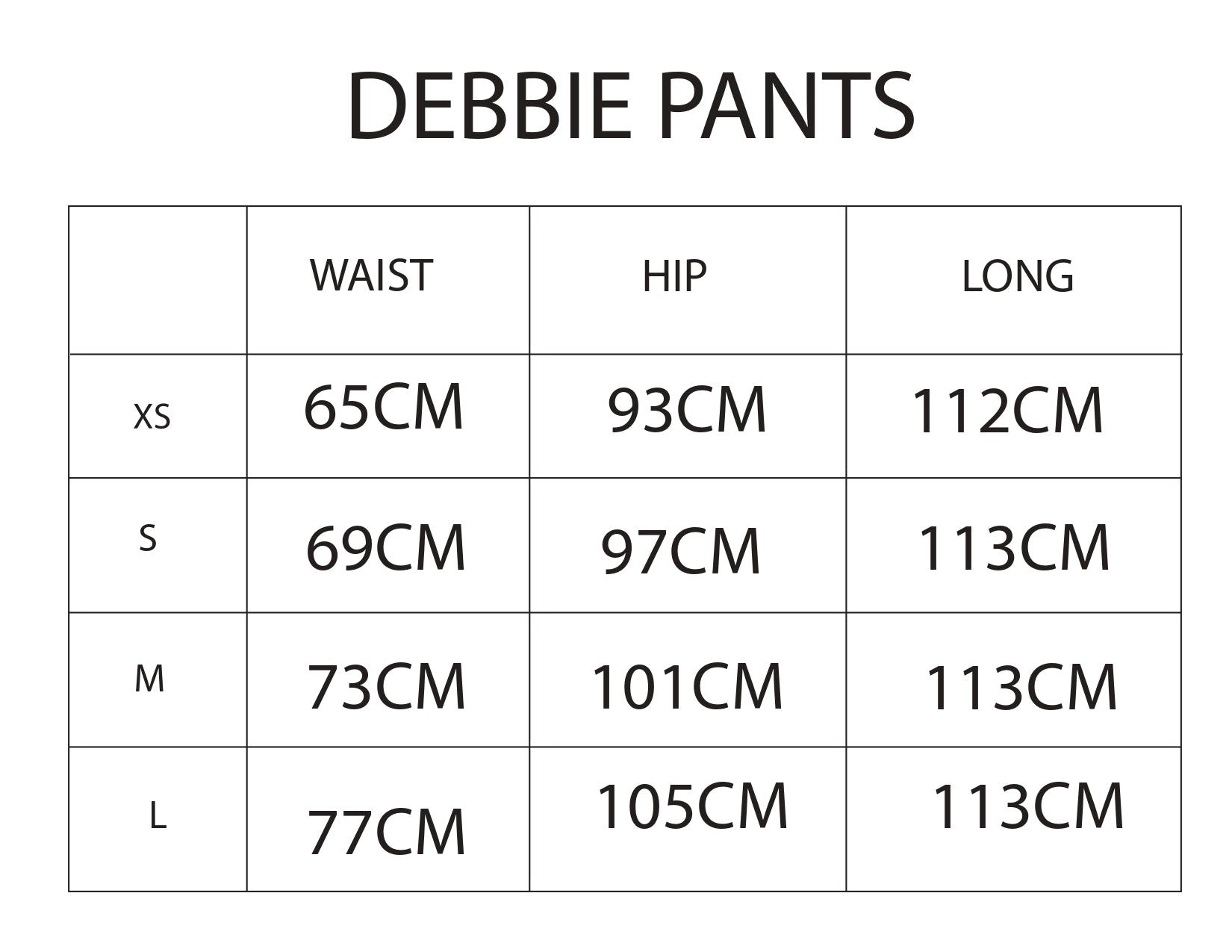 Guía de tallas MALVA DEBBIE PANTS