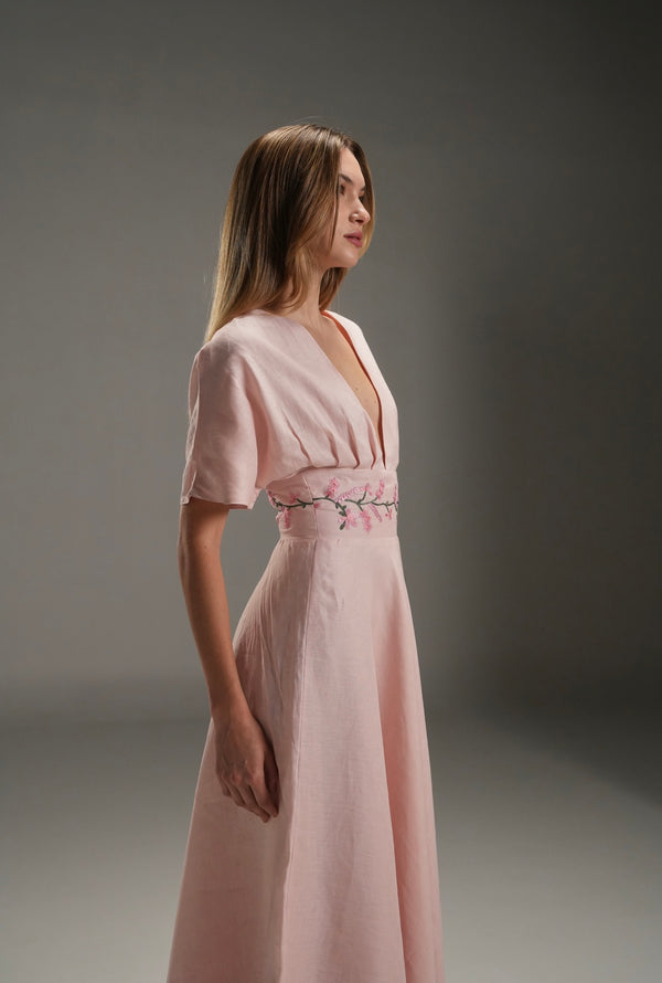 PINK LUCY LINEN LONG DRESS