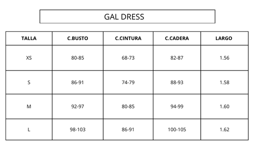 Guía de tallas SAGE GAL LONG DRESS