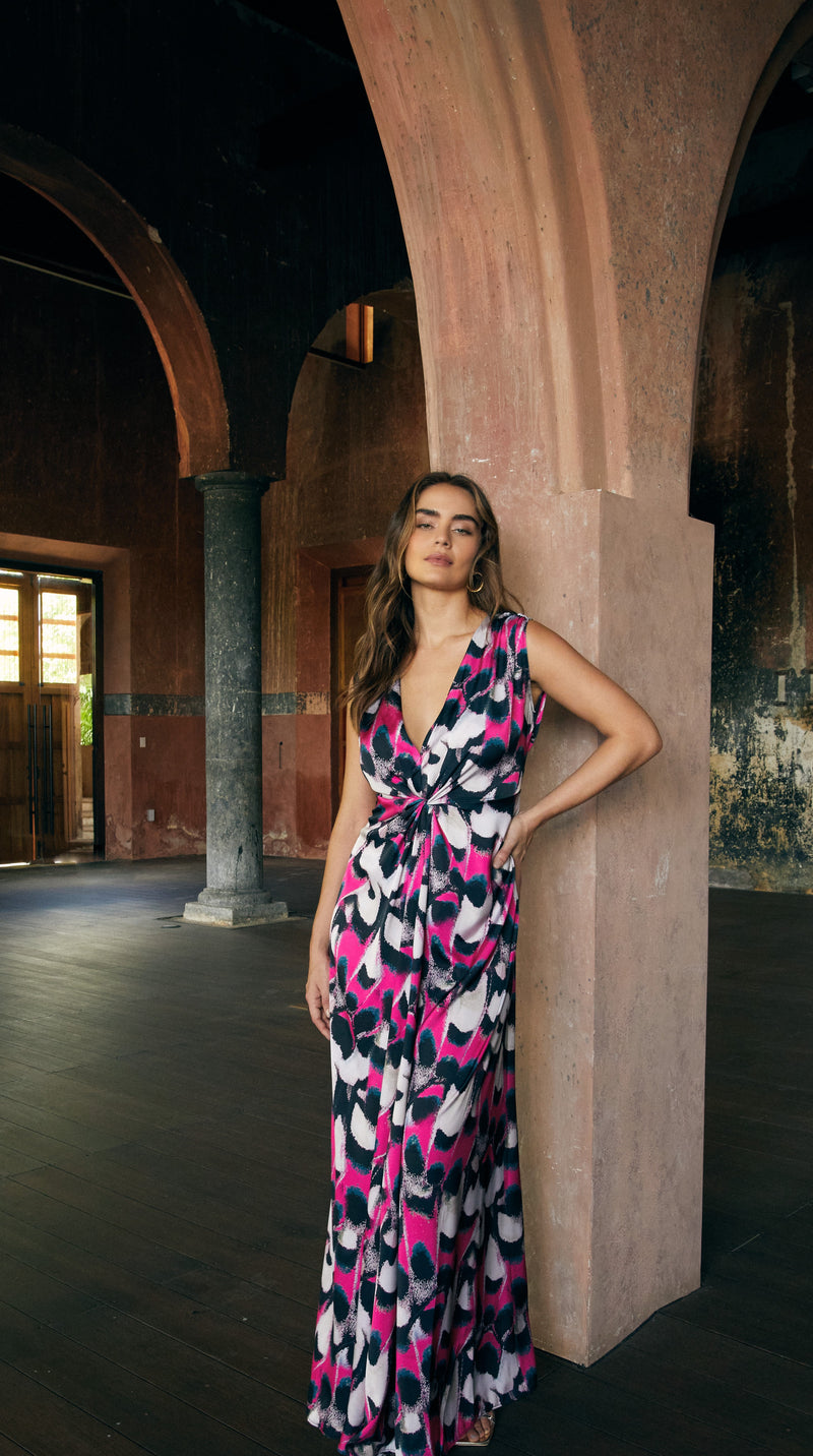 FUSCHIA ROSE LONG DRESS