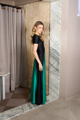 BLACK AND EMERALD VERONICA LONG DRESS