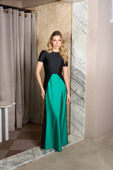 BLACK AND EMERALD VERONICA LONG DRESS