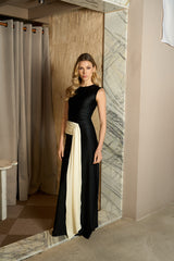 BLACK AND WHITE TERESA LONG SKIRT