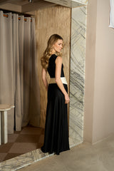 BLACK AND WHITE TERESA LONG SKIRT