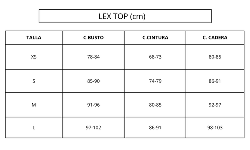Guía de tallas IVORY LEX TOP