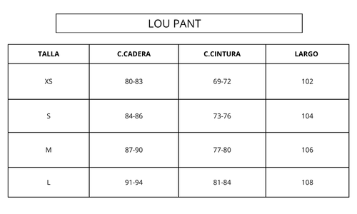 Guía de tallas LOU BABY BLUE PANTS