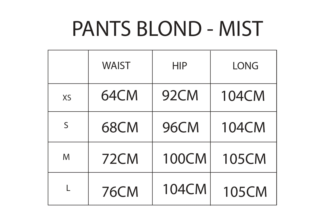 Guía de tallas GIULIA TARA PANTS