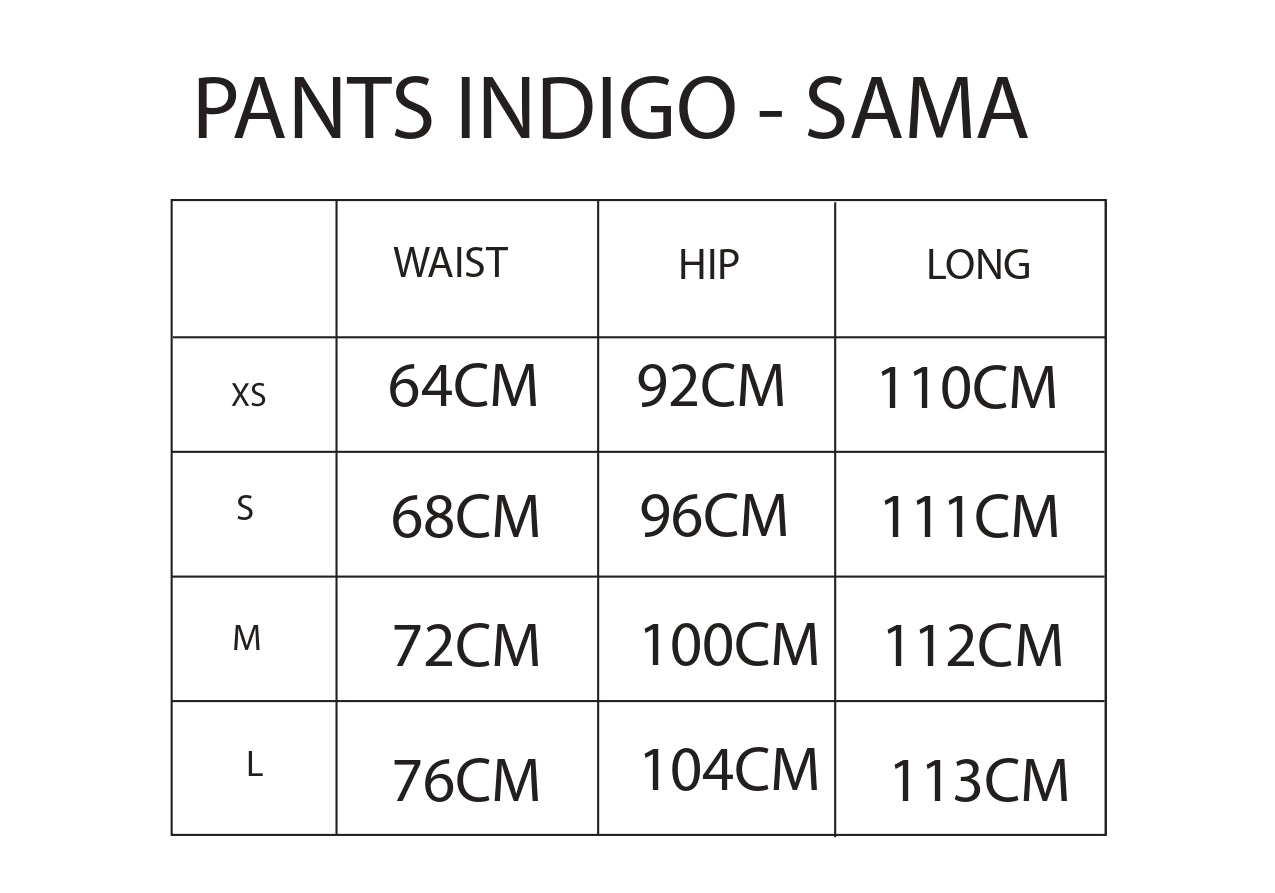 Guía de tallas VERMHELIO TYANA PANTS