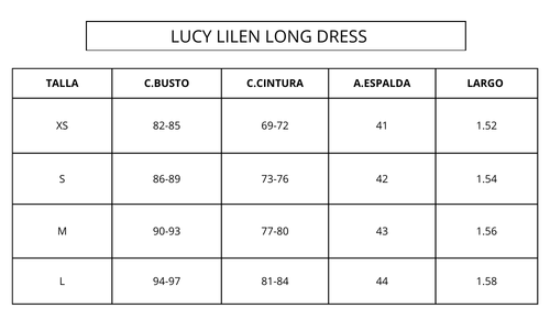Guía de tallas IVORY LUCY LINEN LONG DRESS