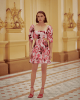 FLORAL PINK LUNA MINI DRESS